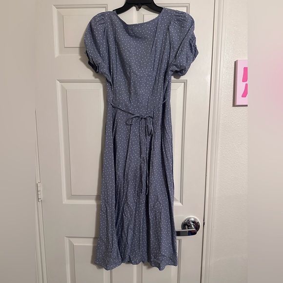 Madewell Light Blue Polka Dot Midi Dress - Picture 3 of 6